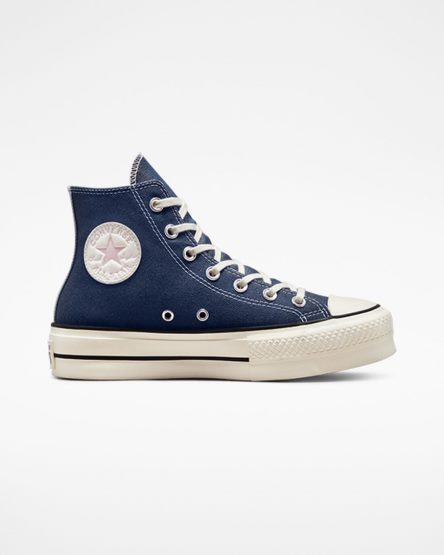 Women's Converse Chuck Taylor All Star Lift Denim High Top Platform Shoes Navy / Orange Pink | AU 8C31EM